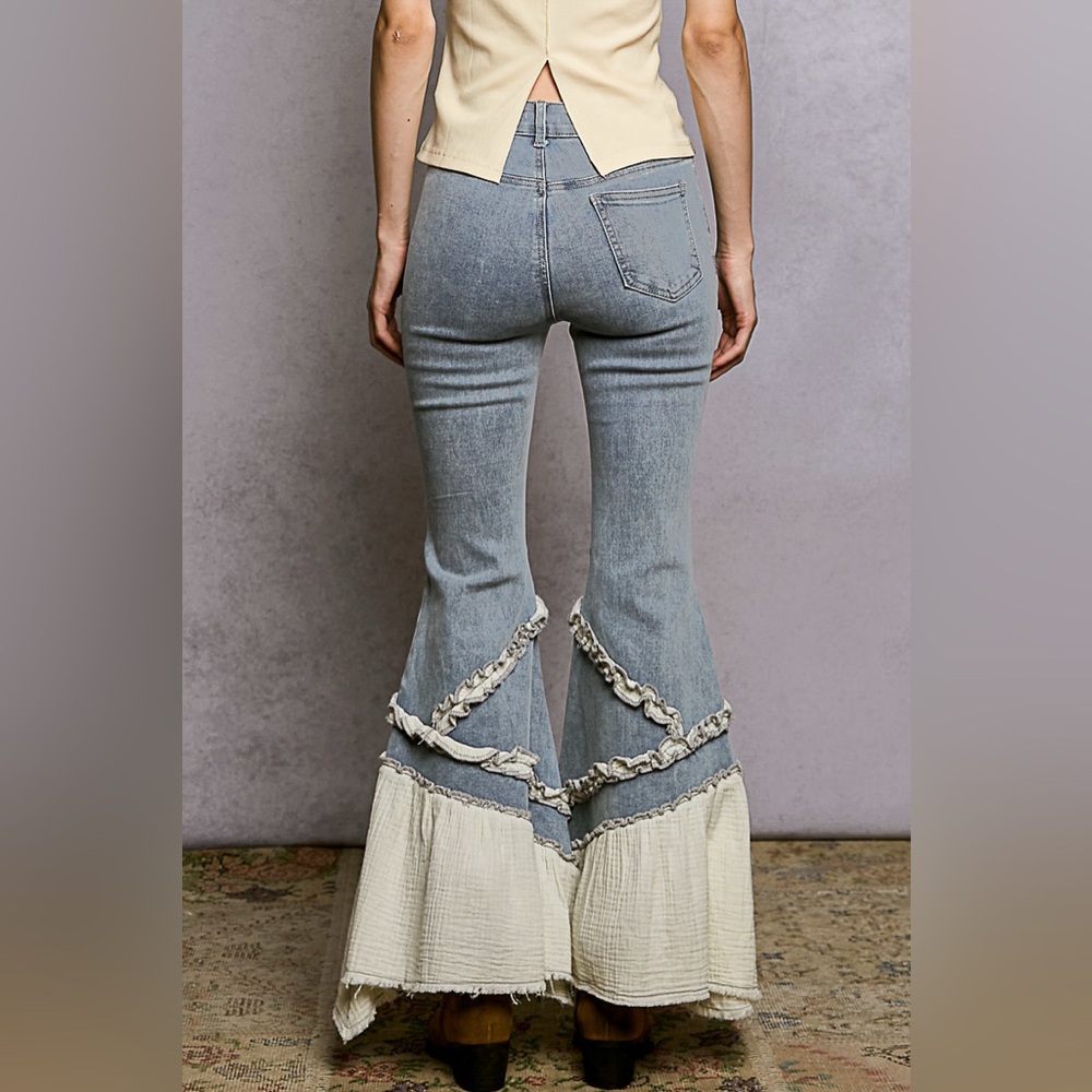 PB15 POL Blue Flared Jeans - Picture 4 of 5